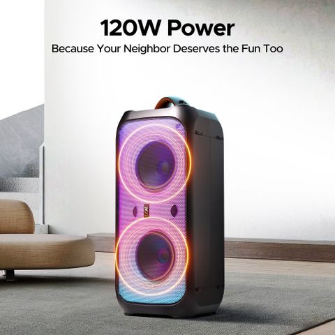 boAt 300 / 320 with Flame LEDs & Up to 6 hrs Playtime 120 W Bluetooth Party Speaker (Premium Black, Mono Channel) - Image 4