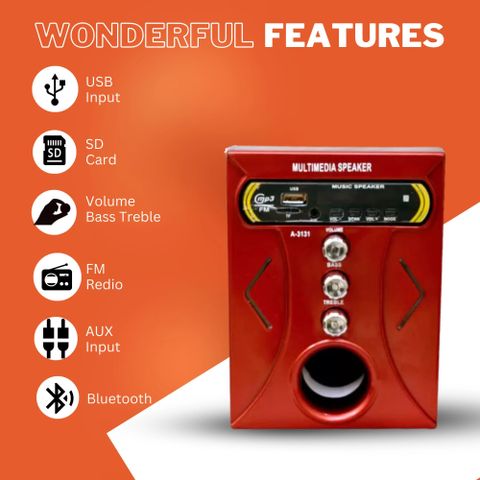 Palco M650 Wireless Bluetooth Speaker, 10W, Red/Black - Image 4