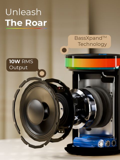 TRIGGR Roar 10 with RGB Lights, Fabric Exterior, TWS & FM Mode, 8H Playtime 10 W Bluetooth Speaker (Ember Orange, Mono Channel) - Image 8