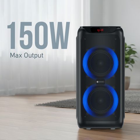 Portronics 150W Iron Beats 5 Party Speaker with Dual Wireless Karaoke Mic,Guitar In,BT V5.3 150 W Bluetooth Party Speaker (Black, Stereo Channel) - Image 4