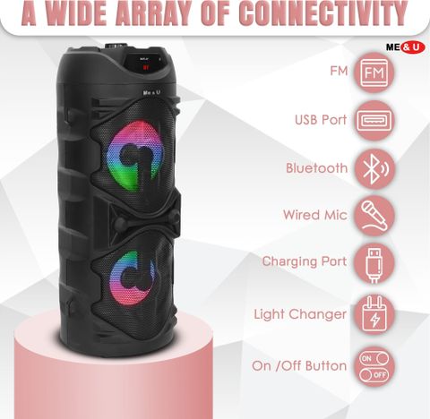 ME&U Storm PartyBox with 10hours play time TWS BT FM AUX RGB Light karaoke mic 40 W Bluetooth Party Speaker (Black, 2.0 Channel) - Image 4