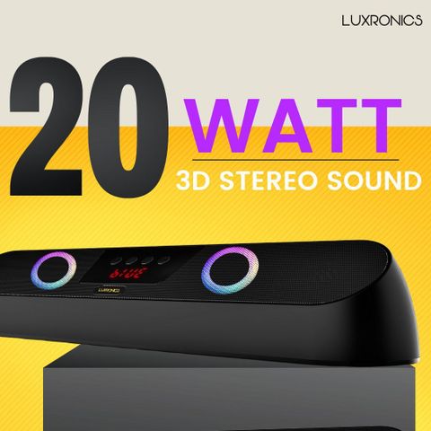 LUXRONICS Vibe-X 20W Bluetooth Speaker with FM Radio (Black) - Image 7