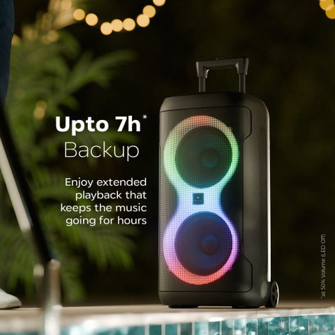 ZEBRONICS Party Fyre 120, 7H Playback, LED, Wireless Mic, 9 RGB Modes,handle and wheels 120 W Bluetooth Party Speaker (Black, Mono Channel) - Image 5