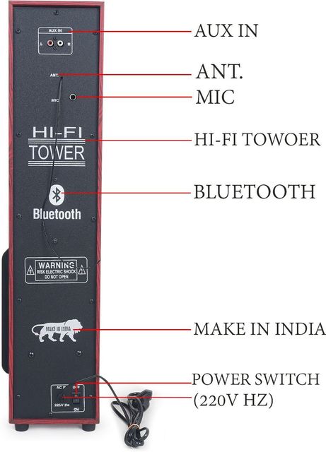 Canyon S-5 180W Bluetooth Tower Speaker (Red, Black, 2.1 Channel) - Image 6