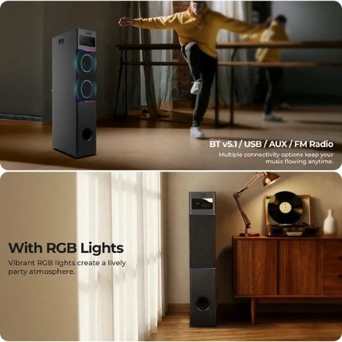 ZEBRONICS GIGA MINI TOWER SPEAKER 50W Bluetooth Tower Speaker (Black, - Image 4