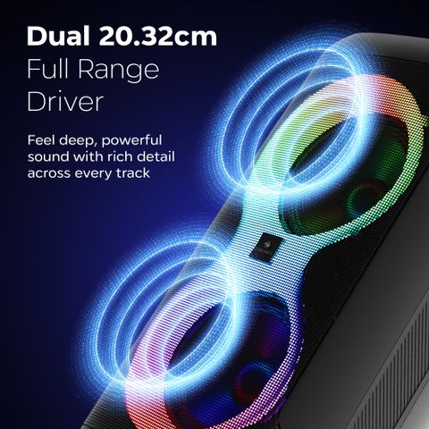 ZEBRONICS Party Fyre 120, 7H Playback, LED, Wireless Mic, 9 RGB Modes,handle and wheels 120 W Bluetooth Party Speaker (Black, Mono Channel) - Image 6