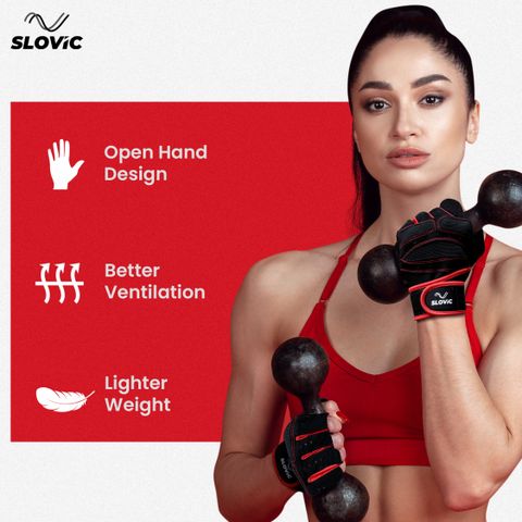 SLOVIC Gym Gloves with Wrist Support, Black - Image 8