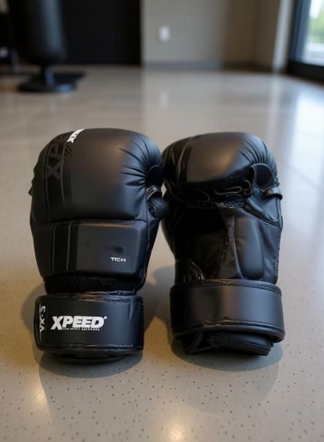 XpeeD Striking MMA Gloves | Matt PU Grappling Glove for Martail Arts Wrap Closure S/M Boxing Gloves (Black) - Image 8