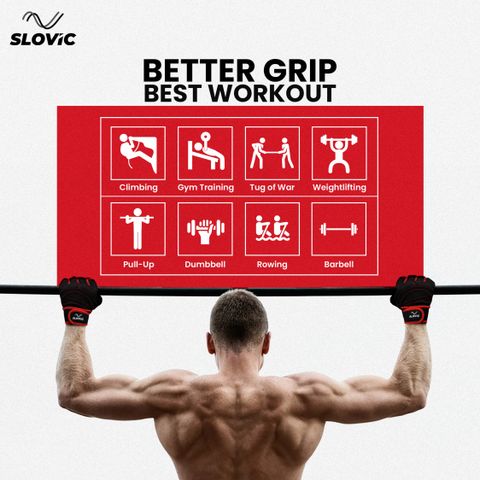 SLOVIC Gym Gloves with Wrist Support, Black - Image 6