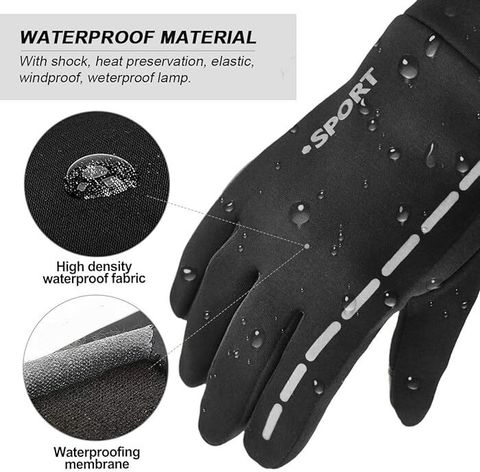 uRock Men's and Women's Lycra-spandex Waterproof Windproof Touch Screen Riding Gloves (Black) - Image 7