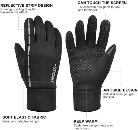 uRock Men's and Women's Lycra-spandex Waterproof Windproof Touch Screen Riding Gloves (Black) - Image 8