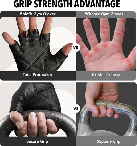 BOLDFIT Titan Geniune Leather Hand Gym Glove for men Gym & Fitness Gloves (Black) - Image 8