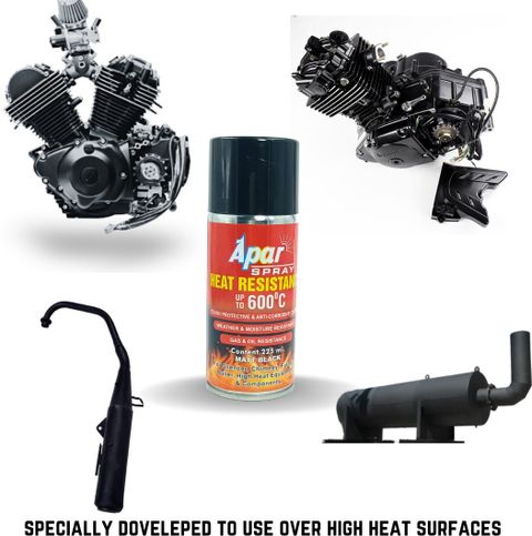apar Spray Paint Heat Resistant MATT BLACK (upto 600°C)-200ml (Pack of 1) Black Spray Paint 225 ml (Pack of 1) - Image 6