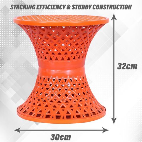 Heart Home Mesh Design Plastic Sitting Stool Pack of 2 (Orange) - Image 6