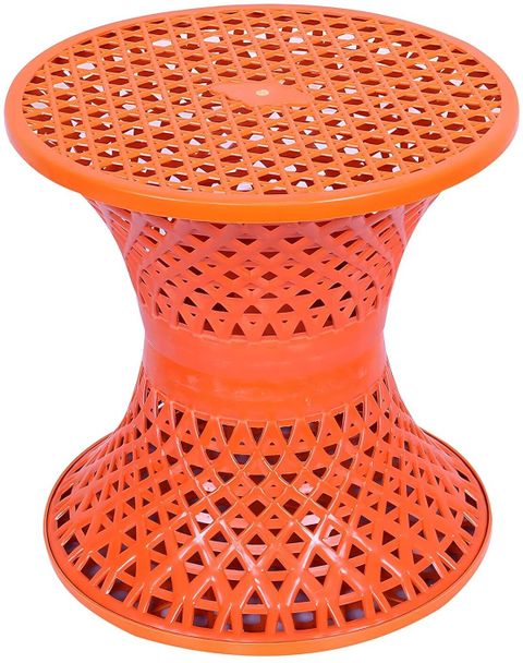 Heart Home Mesh Design Plastic Sitting Stool Pack of 2 (Orange) - Image 7