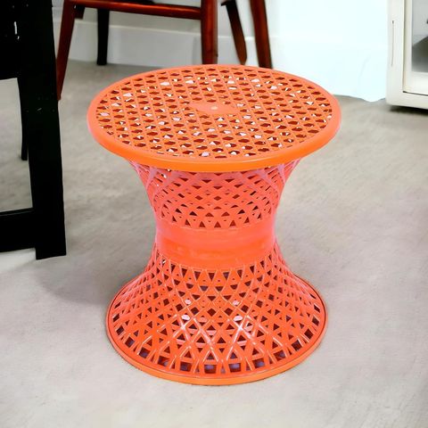 Heart Home Mesh Design Plastic Sitting Stool Pack of 2 (Orange) - Image 8