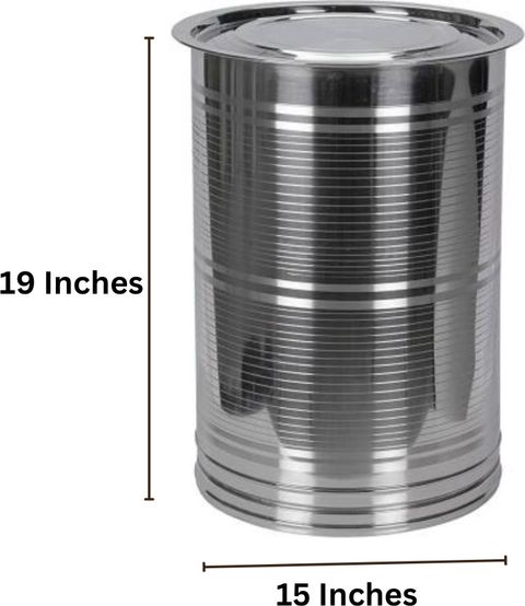 KECHZY Stainless Steel Kothi Stainless Steel Kothi/Drum for Storing Water/Heavy Duty, Leak Proof, Corrosion Resistance Container for Kitchen Storage/Atta Drum, Water Pawali/Kothi Drum for Grains (40 Liters, Silver) 40 L Drum (Silver, Pack of 1) - Image 5