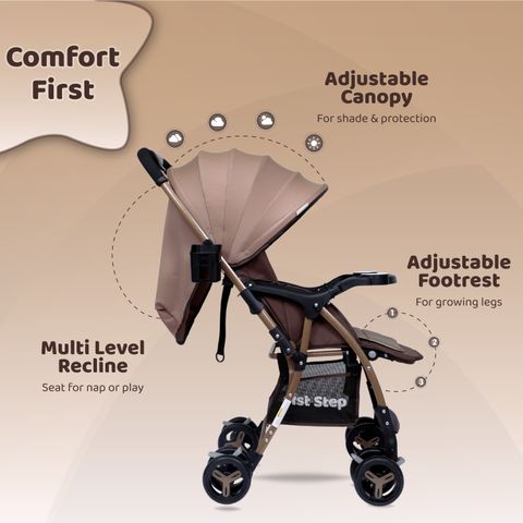 1st Step Caramel Baby With 5 Point Safety Harness And Reversible