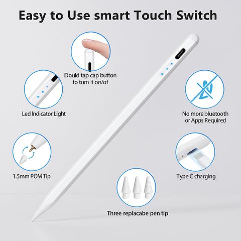 StylusP Magnetic charging pencil 3rd generation for ipadS & android, wireless stylus pen Stylus (White) - Image 4
