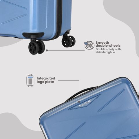 Kamiliant by American Tourister Hard Body Set of 2 Luggage 4 Wheels - (Small 55 Cm | Medium 68 Cm)Combination Lock - Triprism Edge - Blue, Black - Image 6