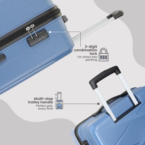 Kamiliant by American Tourister Hard Body Set of 2 Luggage 4 Wheels - (Small 55 Cm | Medium 68 Cm)Combination Lock - Triprism Edge - Blue, Black - Image 7