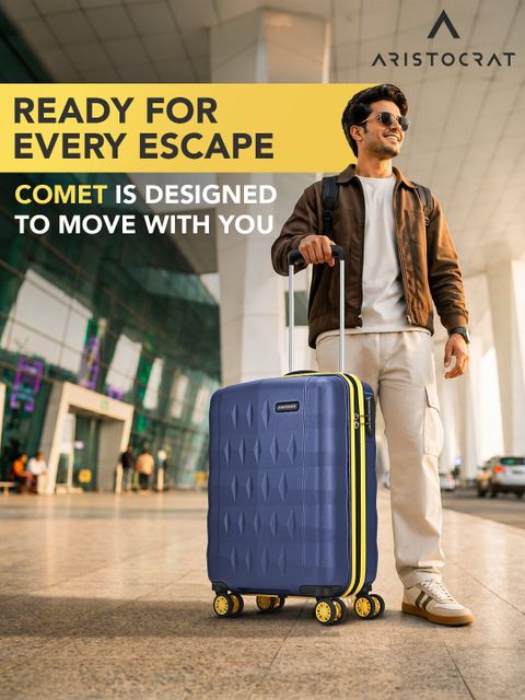 ARISTOCRAT Small Cabin Suitcase (56 cm) 8 Wheels - Comet Hard Trolley Bag - Blue - Image 6