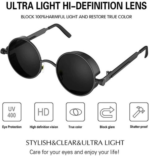 I REBEL Polarized Round Sunglasses Black - Image 7