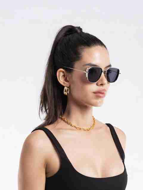 VOYAGE UV Protection Retro Square Sunglasses (58) (For Men & Women, Black, Silver) - Image 5