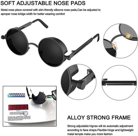 I REBEL Polarized Round Sunglasses Black - Image 8