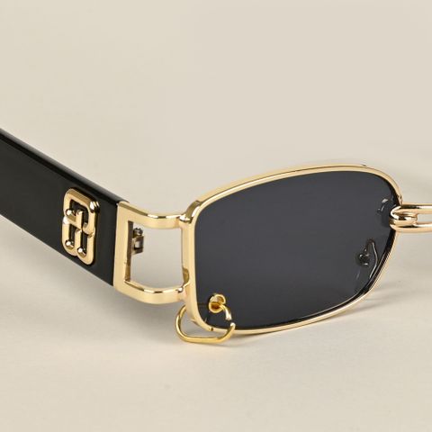 VOYAGE UV Protection Rectangular Sunglasses (51, Black, Golden) - Image 8