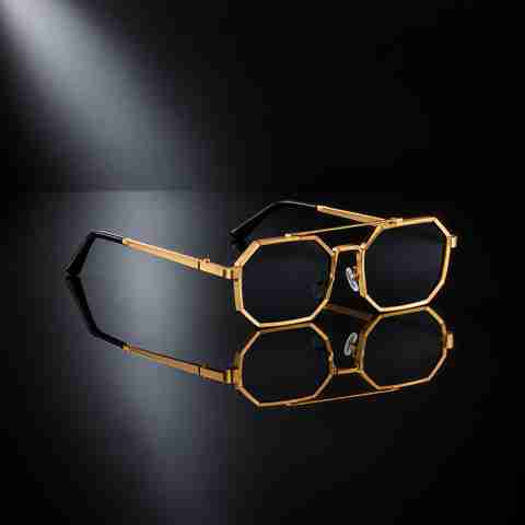 Auralyx Polarized Octagonal Sunglasses, Black, Free Size - Image 4