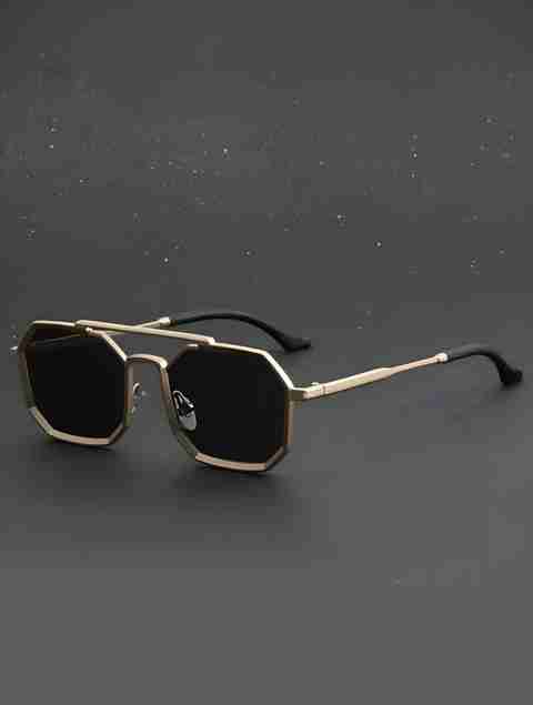 YESFRIEND Retro Square Sunglasses Black (Free Size) - Image 4
