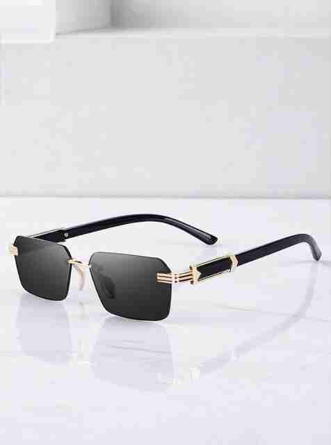 Shade House UV Protection Rectangular Sunglasses (54) (For Men, Black) - Image 2