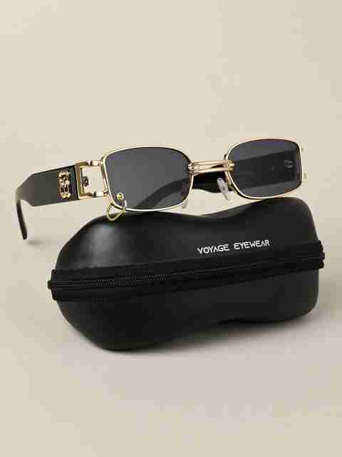 VOYAGE UV Protection Rectangular Sunglasses (51, Black, Golden) - Image 5