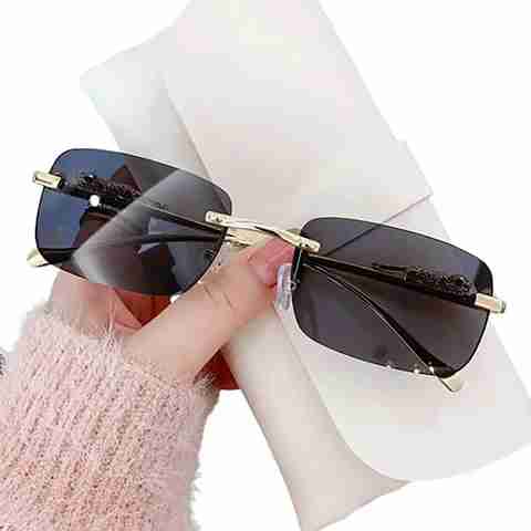 YESFRIEND UV Protection Rectangular Sunglasses, Black, Free Size - Image 2