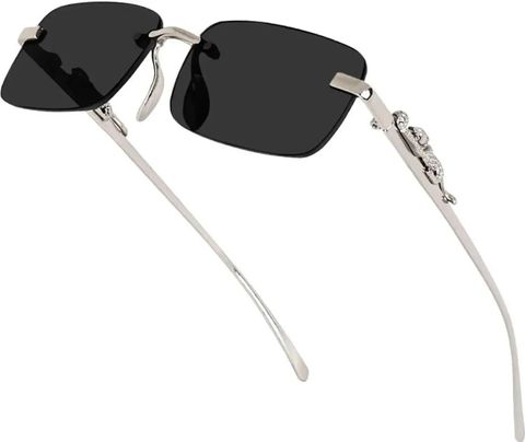 YESFRIEND UV Protection Rectangular Sunglasses, Black, Free Size - Image 4