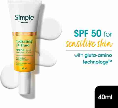 Simple Sunscreen - SPF 50 PA++++ Hydrating UV Fluid Hyaluronic Acid for dry & sensitive skin (40 ml) - Image 5
