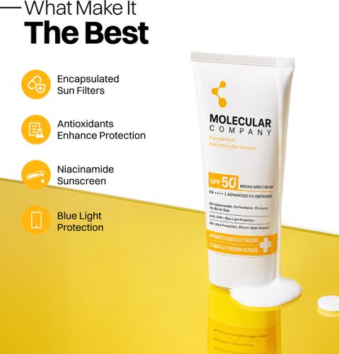 Molecular Company Sunscreen - SPF SPF 50+ PA++++ with 5% Niacinamide Combo (100 g) - Image 8