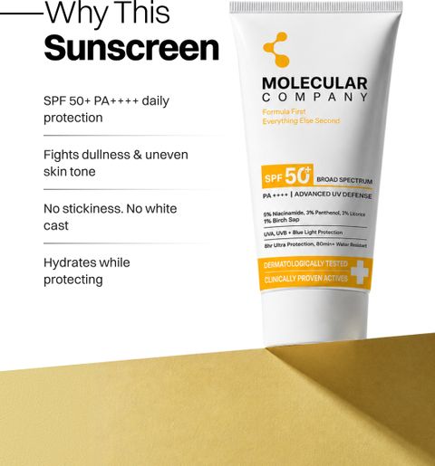 Molecular Company Sunscreen - SPF SPF 50+ PA++++ with 5% Niacinamide Combo (100 g) - Image 7