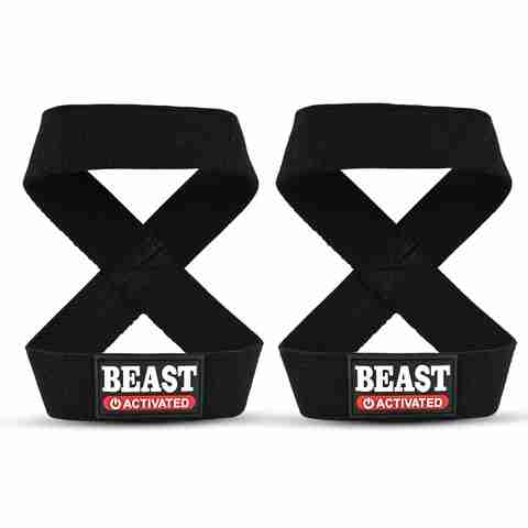 EasyHealth Figure 8 Lifting Straps, Cotton, Black - Image 3