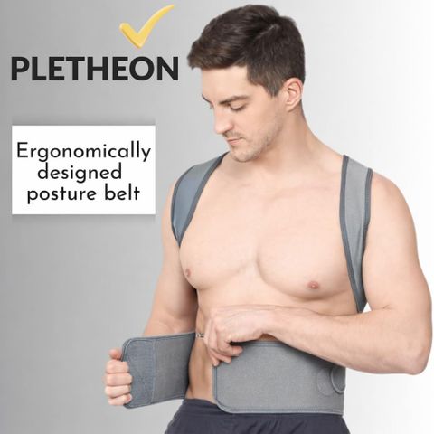 PLETHEON support posture corrector belt for men and women for back pain (FREE SIZE) Posture Corrector (Grey) - Image 7