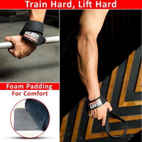 EasyHealth Figure 8 Lifting Straps, Cotton, Black - Image 4