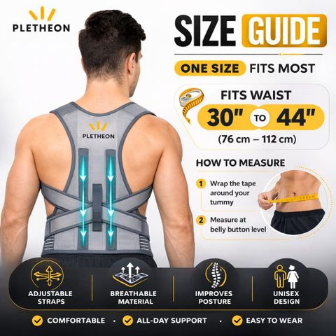 PLETHEON support posture corrector belt for men and women for back pain (FREE SIZE) Posture Corrector (Grey) - Image 6