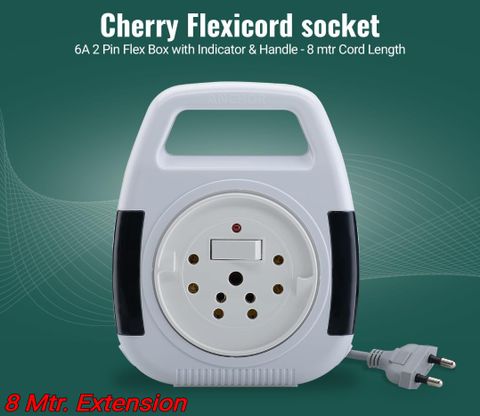 ANCHOR Cherry Flexicord 3 Socket Box with Indicator & Handle [ 5218 ] 3 Socket Extension Boards (White, 8 m) - Image 8