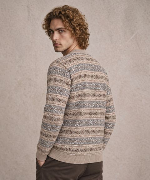 KILINAUT Men Woven V Neck Beige Sweater - Image 3