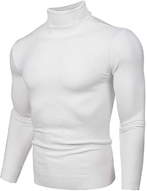 Starvy Men Self Design High Neck White Sweater - Image 6