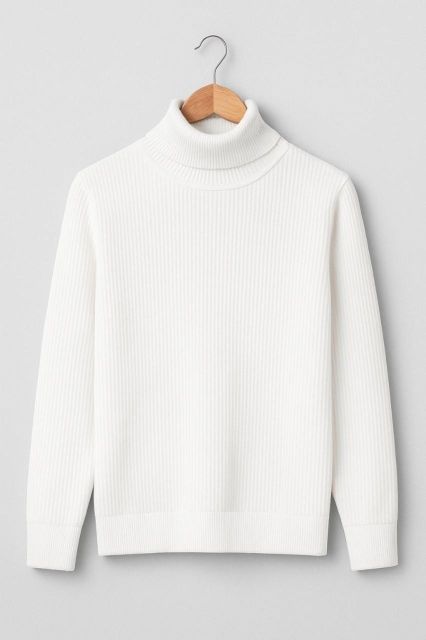 LAWAIZAGARMENTS Men Striped High Neck Black, White Sweater - Image 5