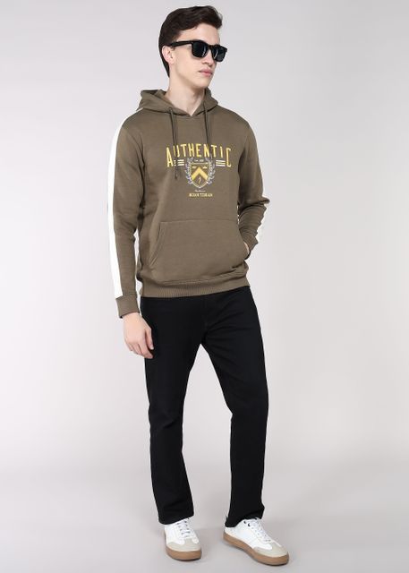 INDIAN TERRAIN Men Full Sleeve Graphic Print Hooded Sweatshirt - Image 6