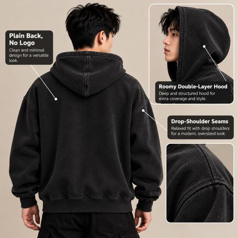 Ovalo Men Full Sleeve Solid Hooded Sweatshirt - Image 6