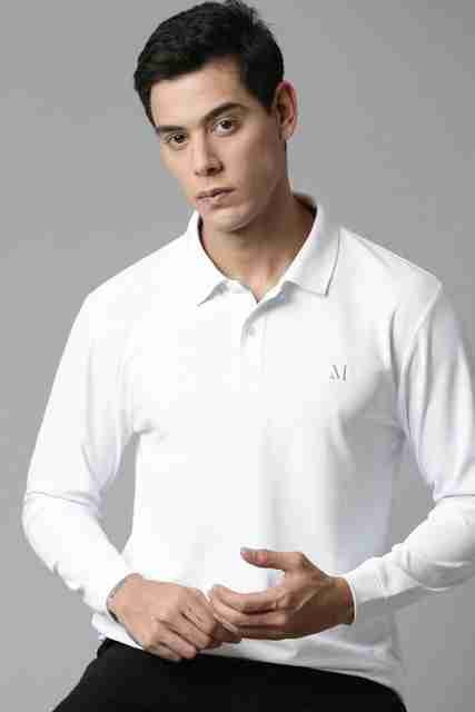 MaxzoneEcommerce Men's Solid White Polo Neck Polyester T-Shirt - Image 5